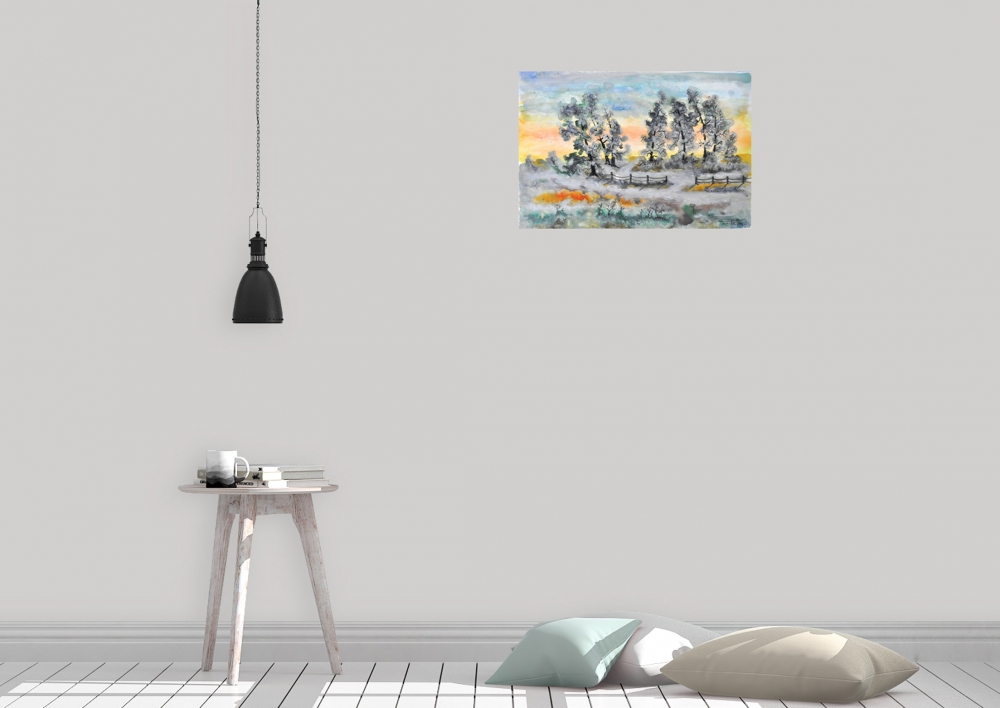Canadian landscape, 12x17.5 inch, watercolors on cold press paper SKU 4033 