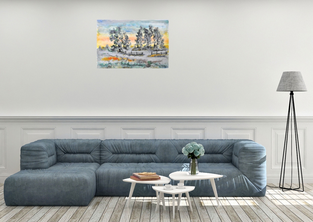 Canadian landscape, 12x17.5 inch, watercolors on cold press paper SKU 4033 