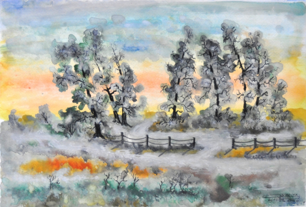 Canadian landscape, 12x17.5 inch, watercolors on cold press paper SKU 4033 