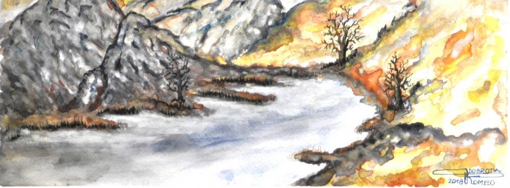 Canadian mountain landscape 14, 12x17.5 inch, water colors on cold press paper, SKU 4036 