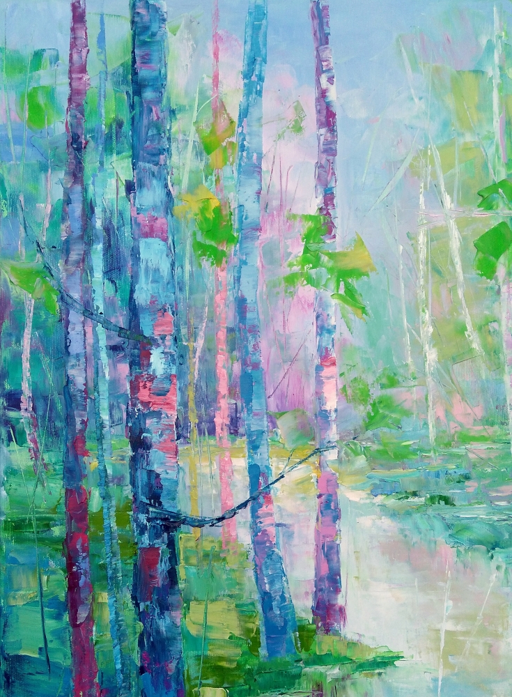 Spring speaking in blue and pink