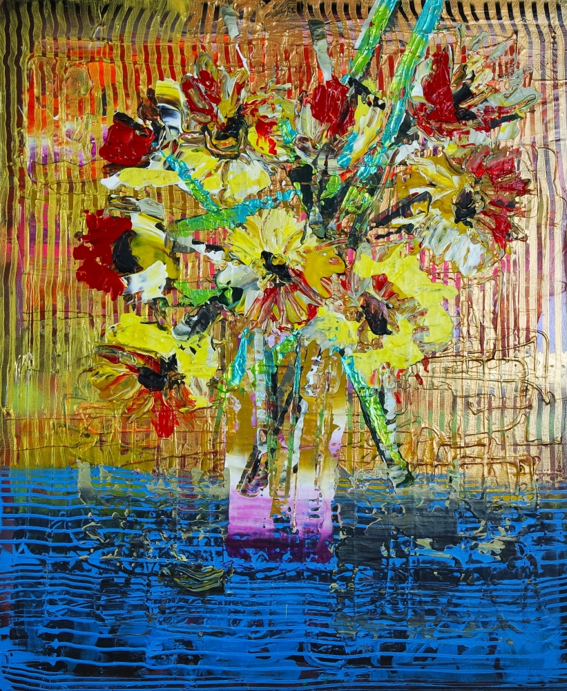Sunflowers in Vase Abstract 745