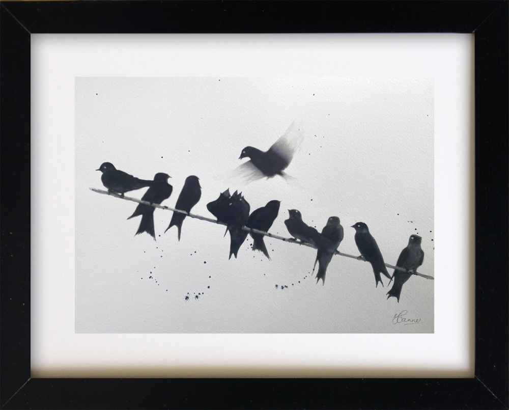 Swallows on a line (framed)