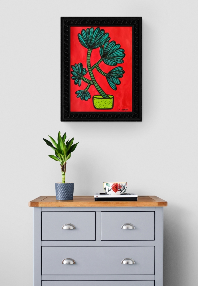 Palm Tree in a green pot 