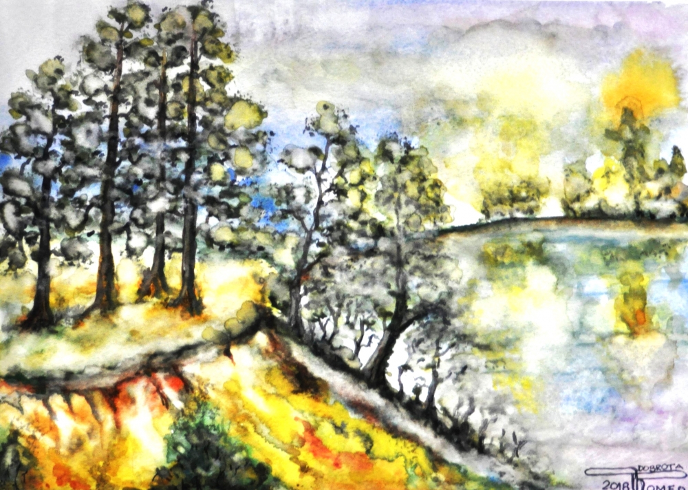The pond 2, 11x15 inch, 28X38 CM, water colors SKU 4025 