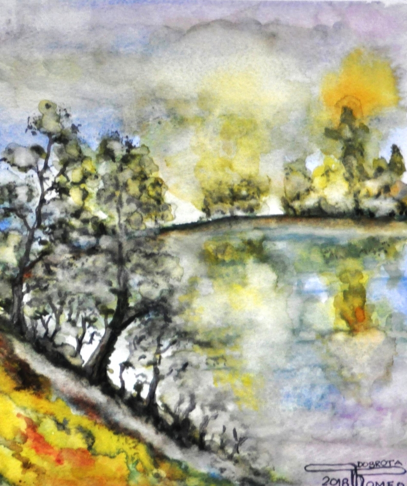 The pond 2, 11x15 inch, 28X38 CM, water colors SKU 4025 