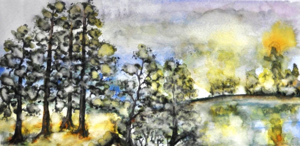 The pond 2, 11x15 inch, 28X38 CM, water colors SKU 4025 