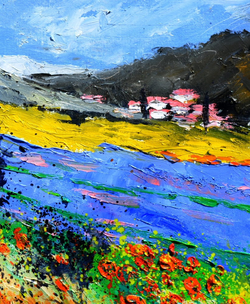 Lavender and red poppies in Provence 