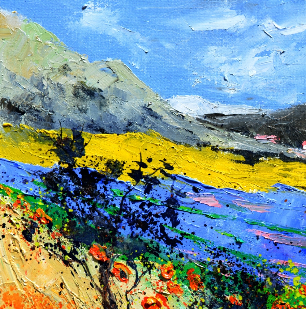 Lavender and red poppies in Provence 