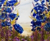 Framed Blue Jewel Flowers 1