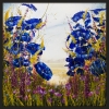 Framed Blue Jewel Flowers 1