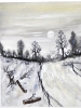 Canadian mountain winter, 11x15 inch, 28x38 cm, water colors, SKU 4026 