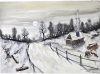 Canadian mountain winter, 11x15 inch, 28x38 cm, water colors, SKU 4026 
