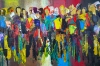 Colourful crowds abstract 842