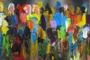 Colourful crowds abstract 849