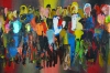 Colourful crowds abstract 849