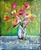 Flowers in Vase Stripes Abstract 735