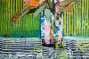 Flowers in Vase Stripes Abstract 735