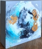 Original Jewel-Toned Gold & Turquoise Abstract Painting on Cradled Wood Panel – “Gold Circle”