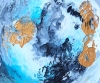 Original Jewel-Toned Gold & Turquoise Abstract Painting on Cradled Wood Panel – “Gold Circle”