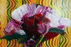 Red and white flowers in vase on table expressions 825