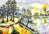 The pond 2, 11x15 inch, 28X38 CM, water colors SKU 4025 