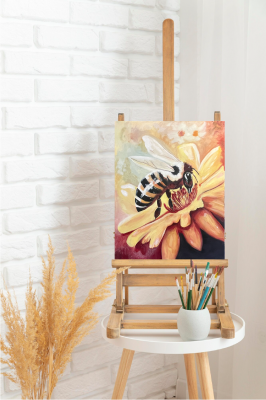 Bee on Flower Wall Art Original Painting