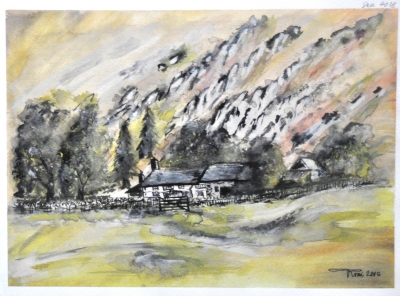 Canadian Landscape, watercolors on cold press paper, 11x15 inch, 28x38 cm, SKU 4028