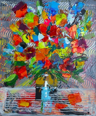 Mass Bouquet in Vase Abstract 756