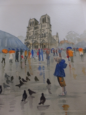 Notre Dame de Paris in the rain
