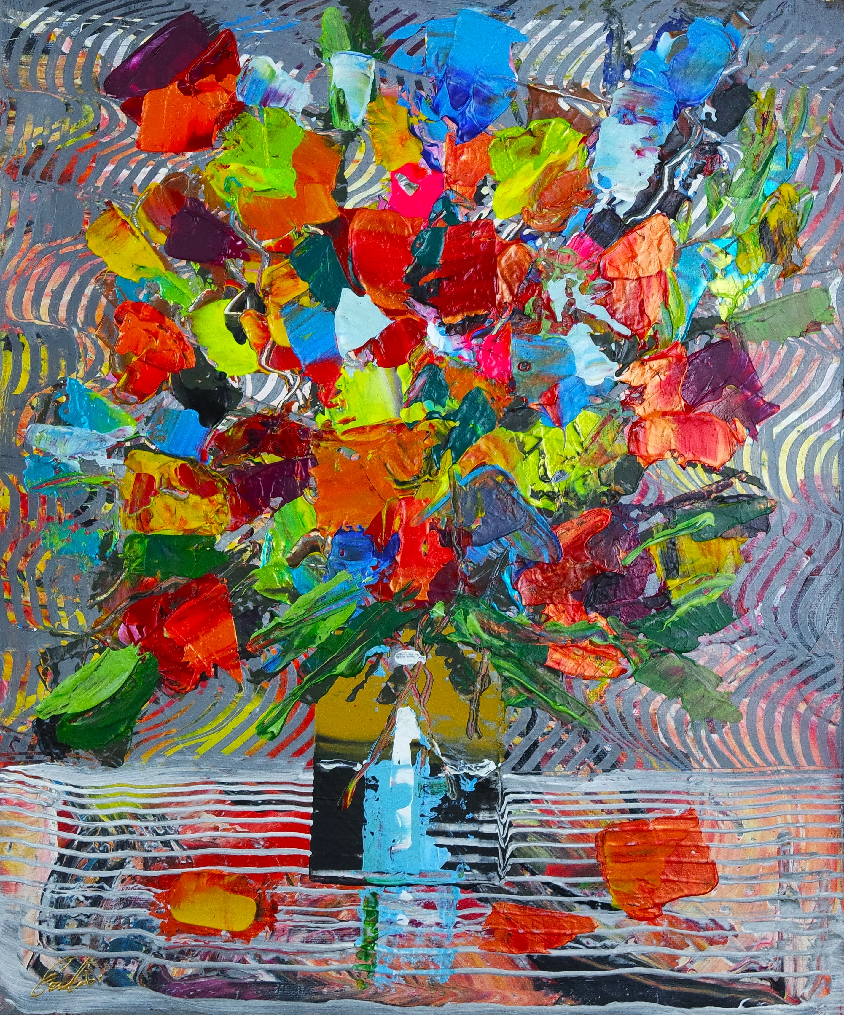 Mass Bouquet in Vase Abstract 756