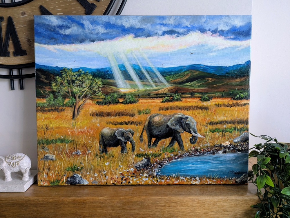 Elephants in landscape 