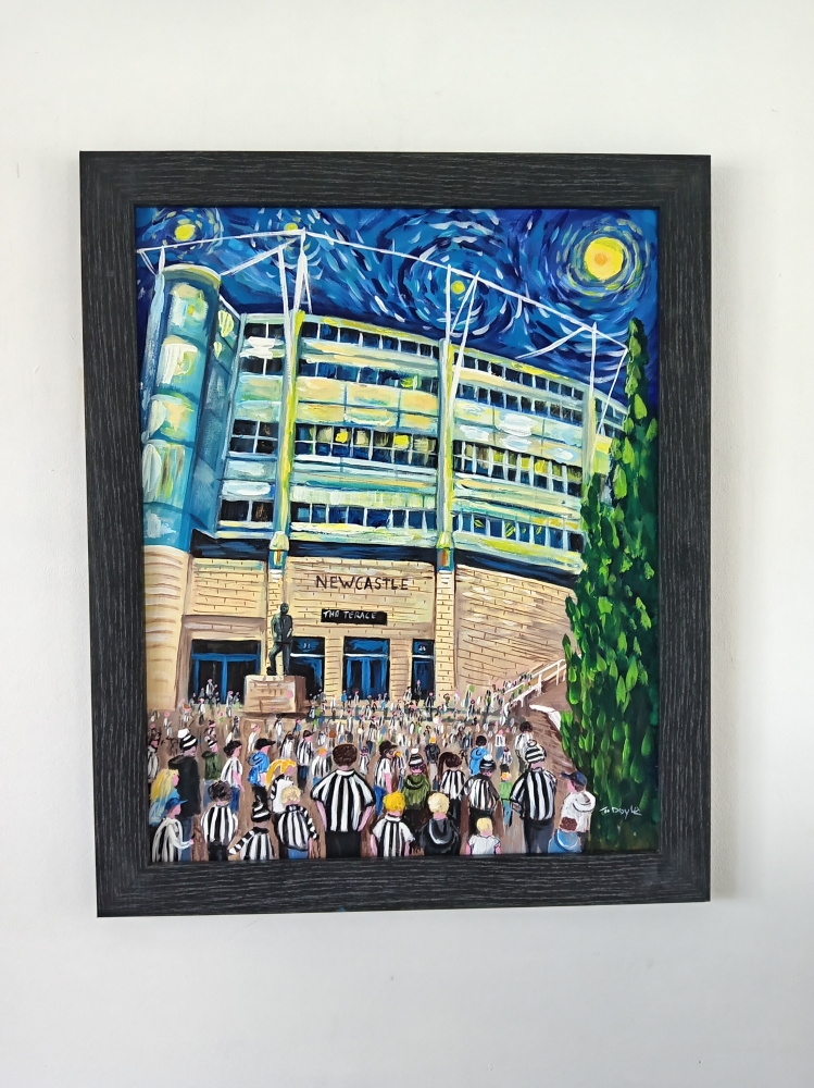 Newcastle st James park football painting starry night style 