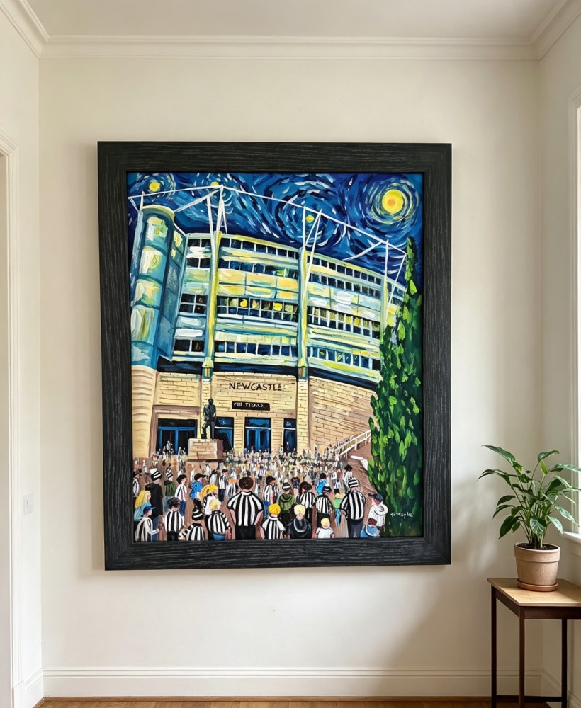 Newcastle st James park football painting starry night style 