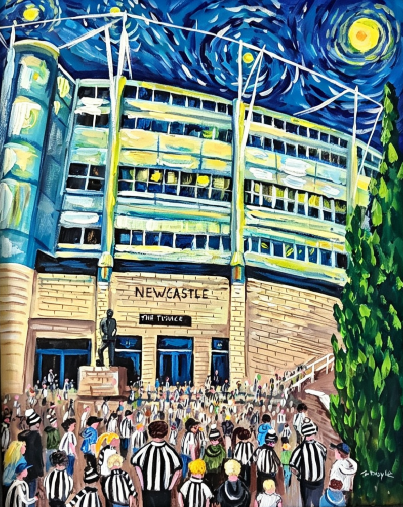 Newcastle st James park football painting starry night style 