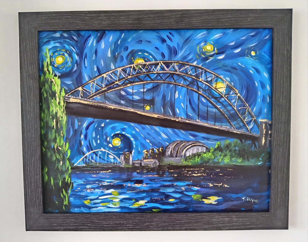 Tyne Bridge Newcastle starry night style 