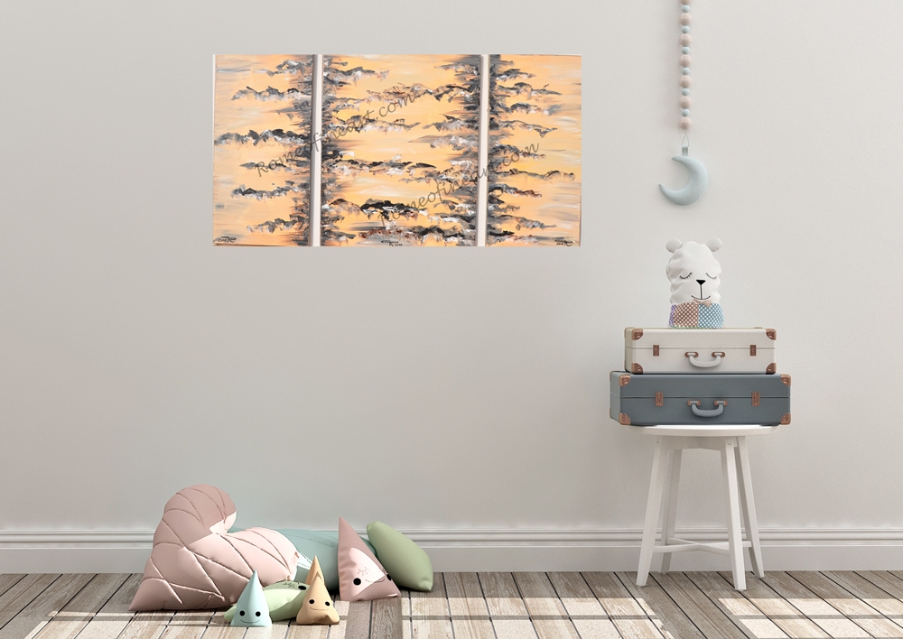 The mountain, acrylic on canvas, 3 panels 20x36 inch, 50.5x91.5 cm, SKU 1037