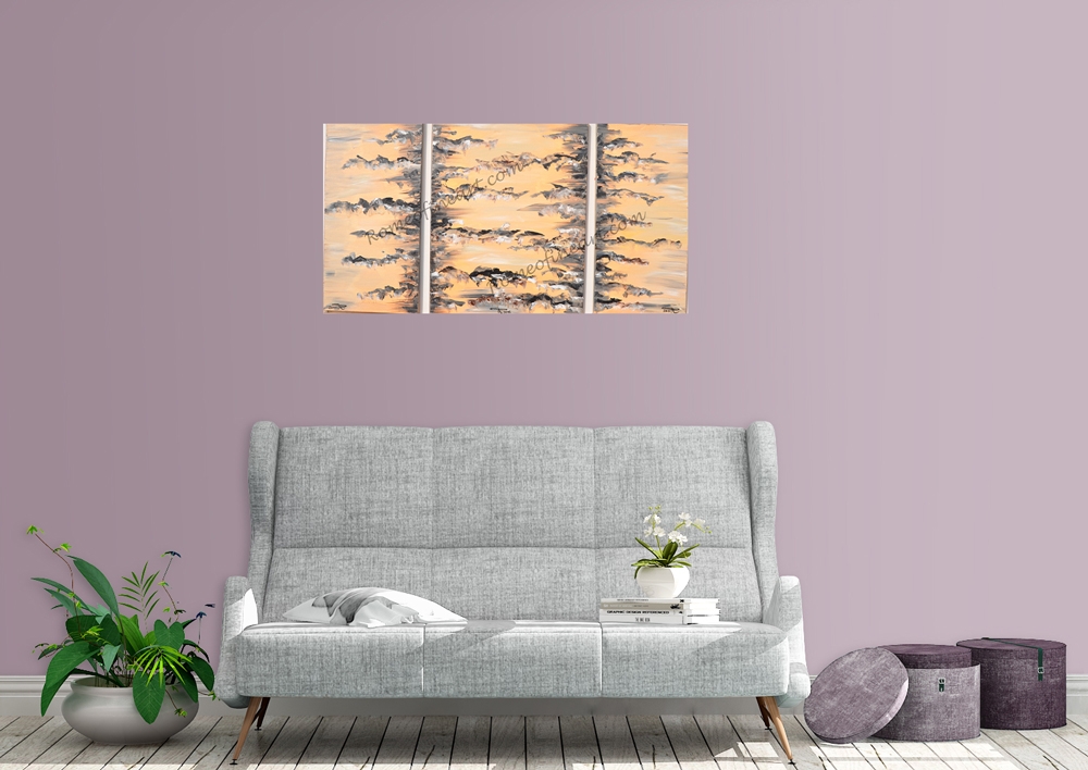 The mountain, acrylic on canvas, 3 panels 20x36 inch, 50.5x91.5 cm, SKU 1037