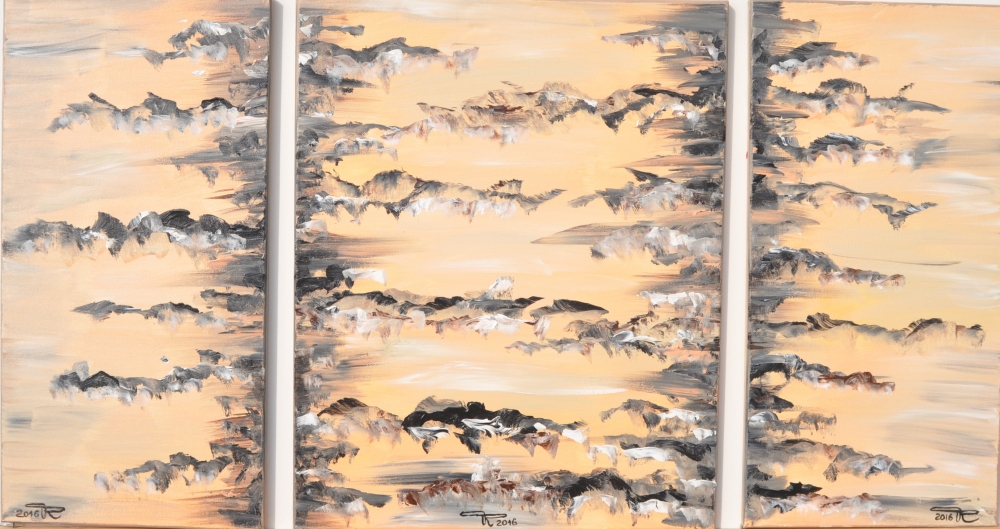 The mountain, acrylic on canvas, 3 panels 20x36 inch, 50.5x91.5 cm, SKU 1037
