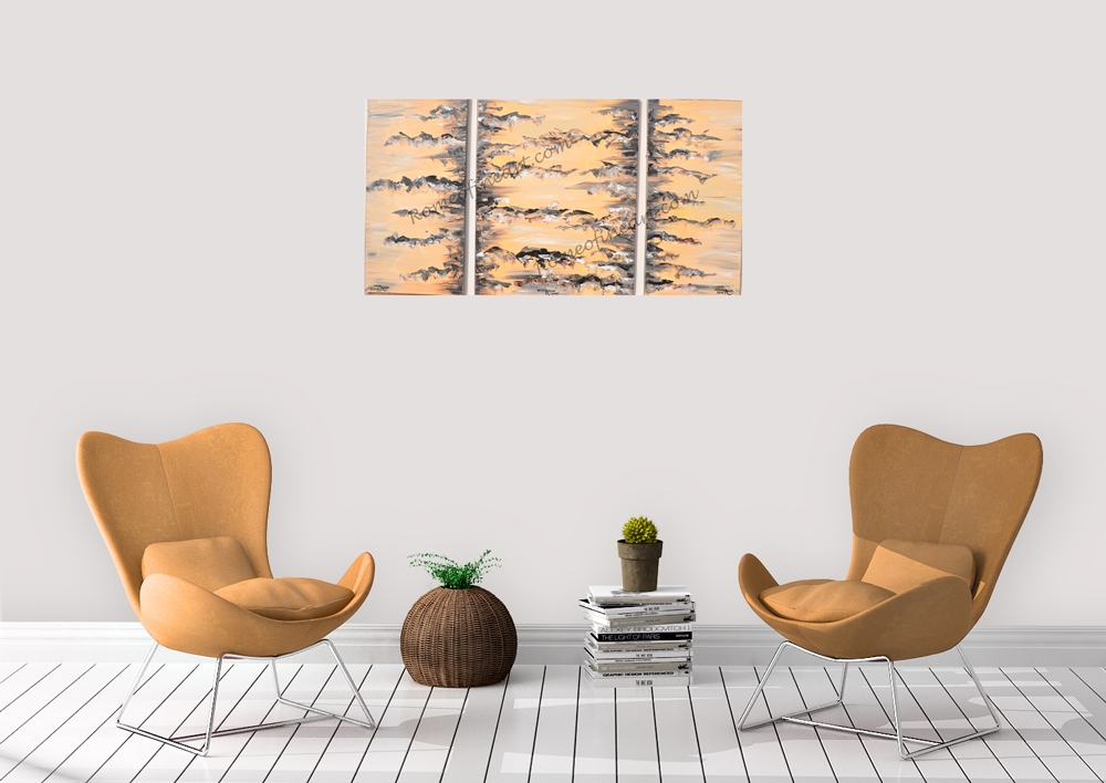 The mountain, acrylic on canvas, 3 panels 20x36 inch, 50.5x91.5 cm, SKU 1037