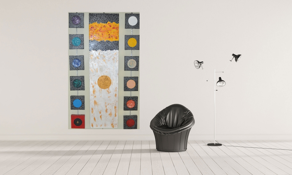 The Last Souper, Acrylic on canvas, 12 pcs 6x6 inch, 1 pcs 12x48 inch, 61X122 cm, SKU 1049,