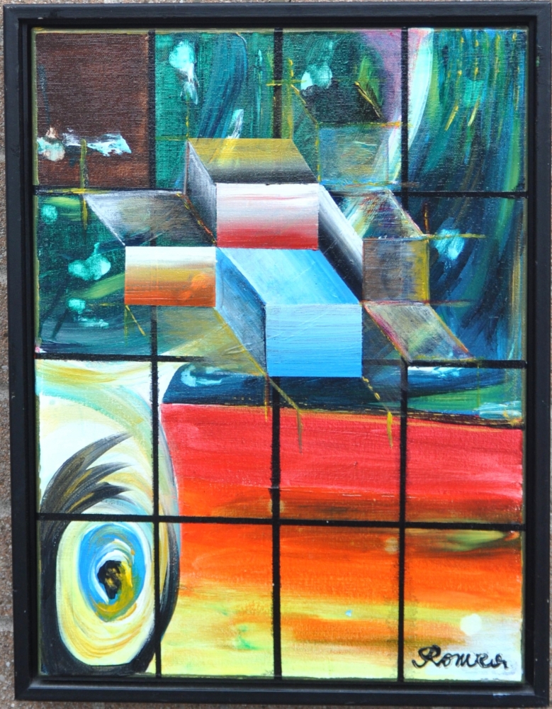 Parrott - abstract in cubic, acrylic, 45.5x61 cm, 18X24 inch, SKU 1072 
