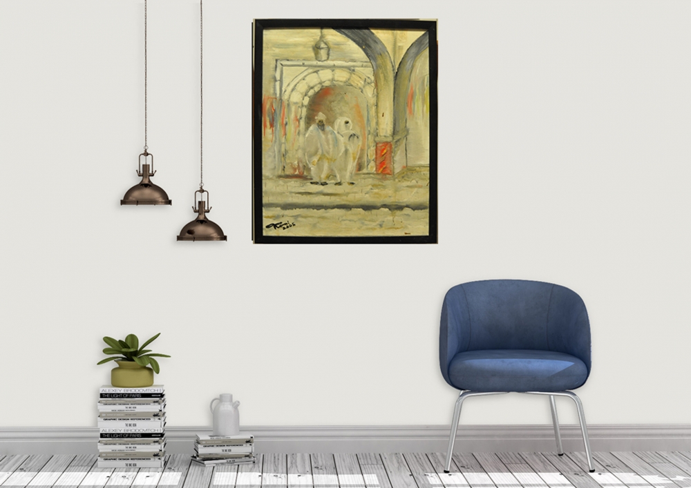 Family from Marrakech, oil on canvas, 16x20 inch, 40.5x50.75 cm, with frame, SKU 3011 