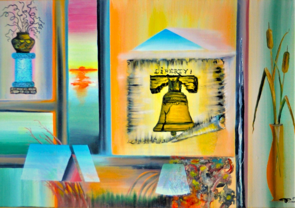 Liberty bell USA Philadelphia, USA forever, oil on canvas, 24X36 inch, 61x91.5 cm, with frame SKU 3014 