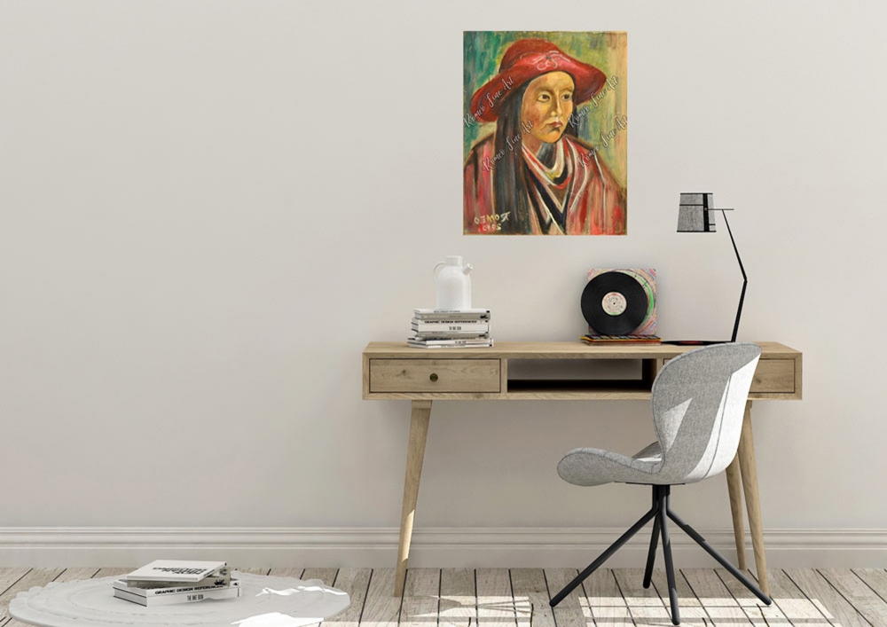 Miss Lulu, Portrait of woman, oil on canvas 16x20 inch, 40.5x50.75 cm, no frame SKU 3022 