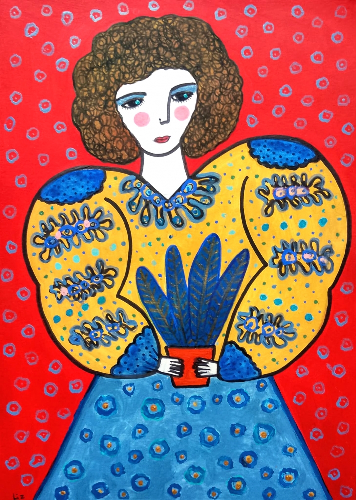 Woman with a pot of plant