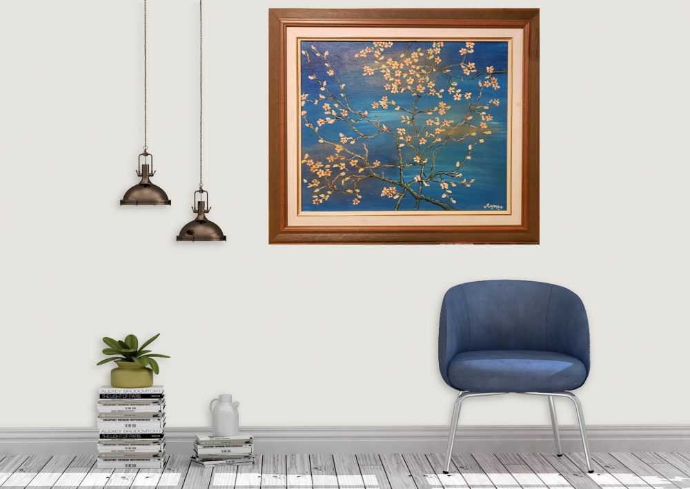 Almonds Blossom, Acrylic on canvas, inspired from nature, 20X24 inch, 50.75x61 cm
