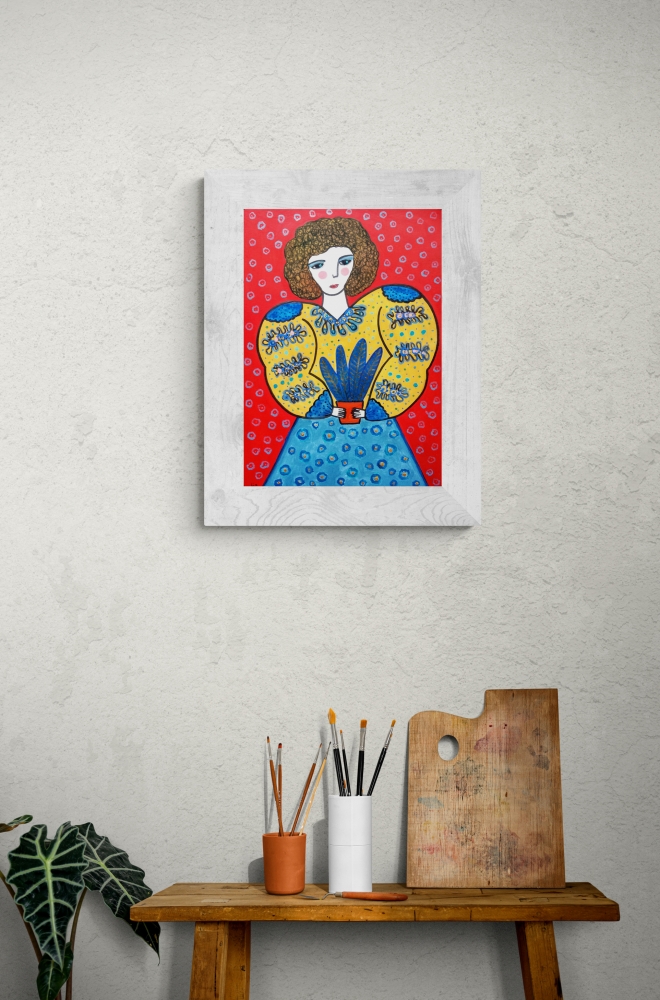 Woman with a pot of plant