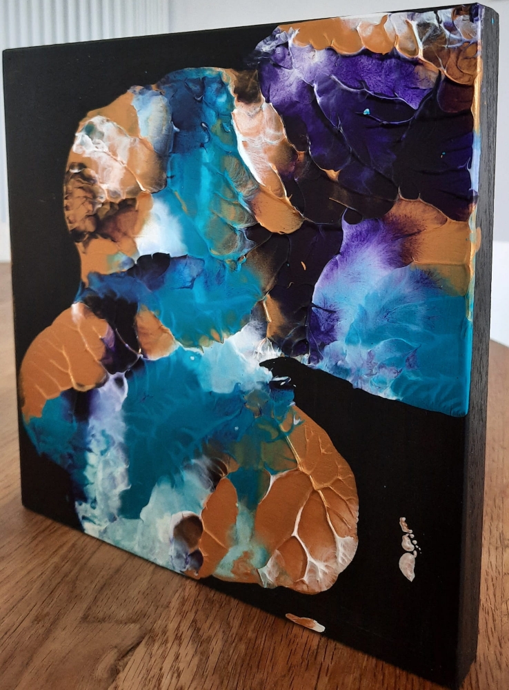 Butterfly – Original Gold & Turquoise Abstract Mixed Media Painting