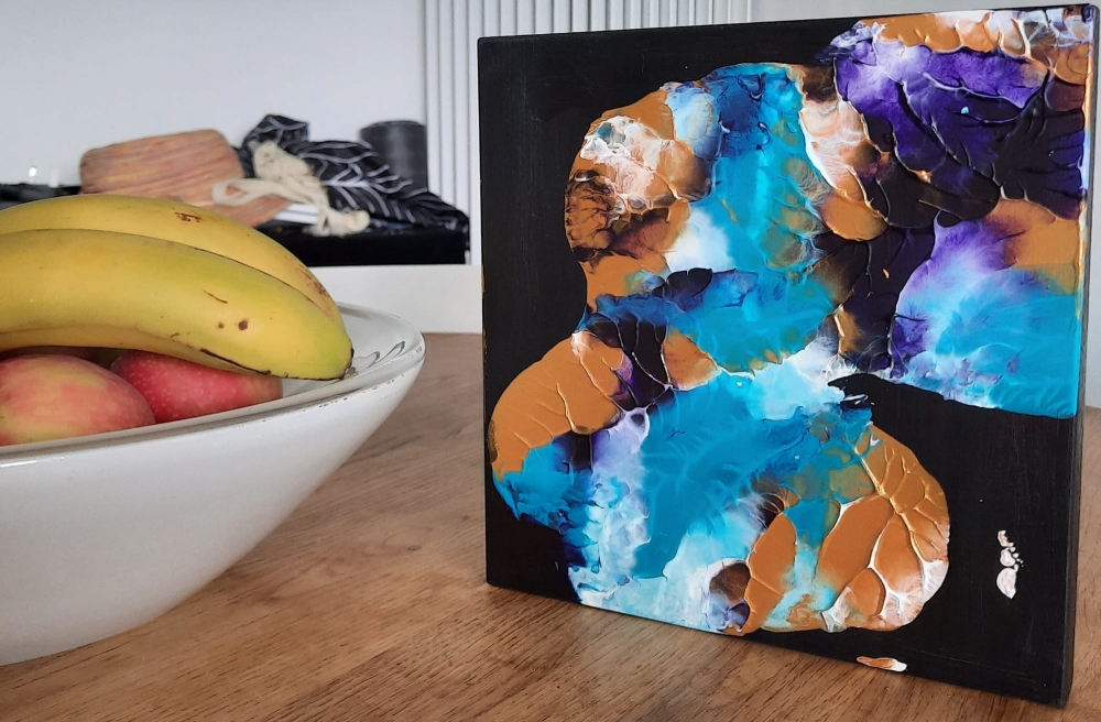 Butterfly – Original Gold & Turquoise Abstract Mixed Media Painting